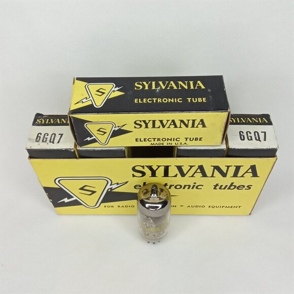 WWII Era Electronic Tube With Box Set Of 5 Sylvania Model 6GQ7 NOS NIB 1940s - Picture 3 of 16